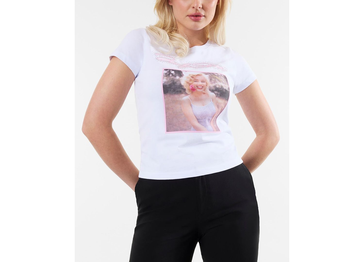 Women's Marilyn Short-Sleeve Crewneck Picture Script T-Shirt