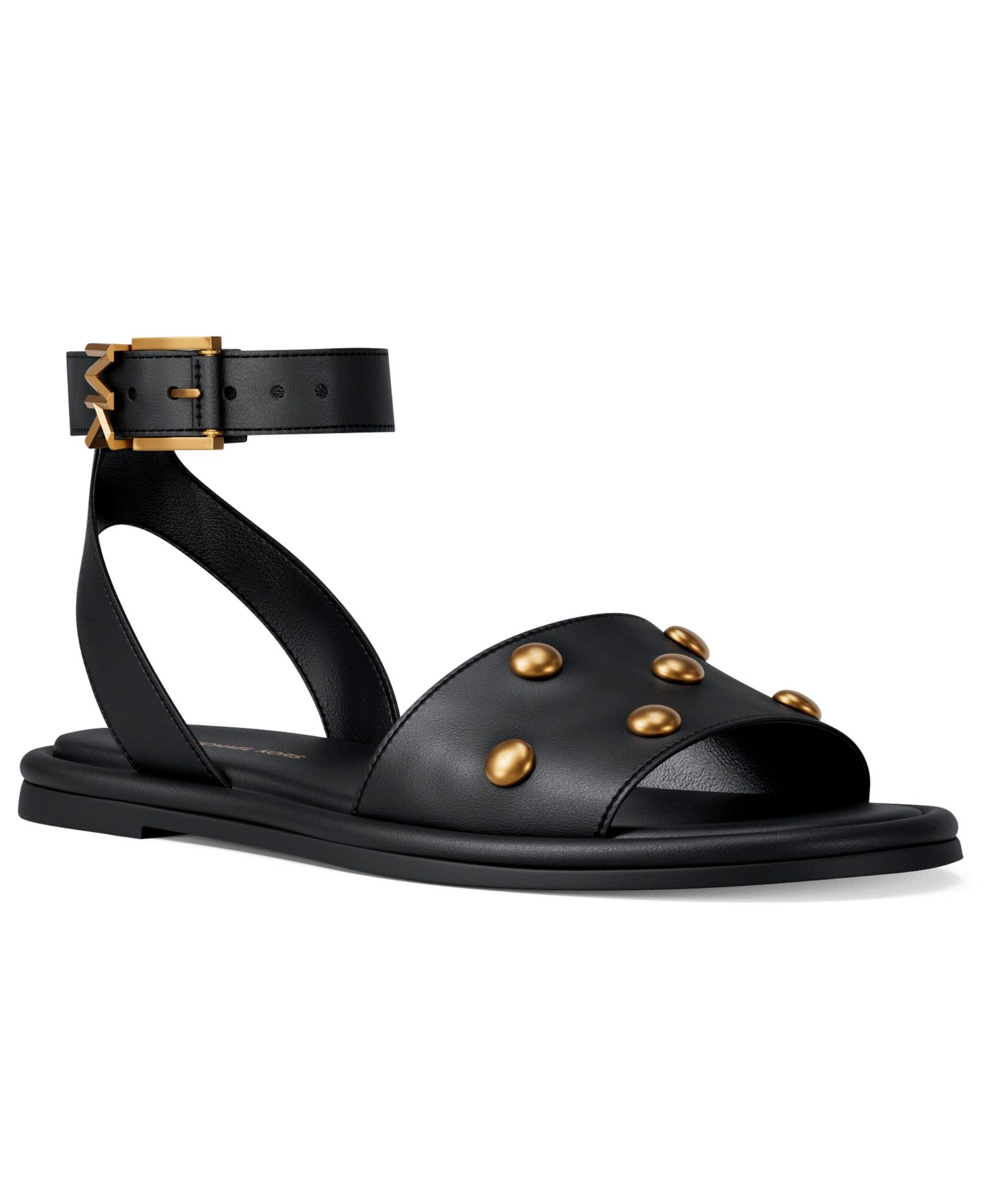 Женские сандалии MICHAEL Michael Kors Rosetta Ankle Strap Flat, цвет: Чёрный кожаный — фото 1