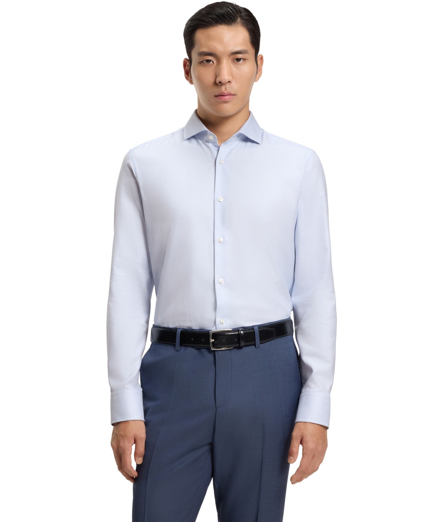 Men's Cotton Twill Slim-Fit Dress Shirt