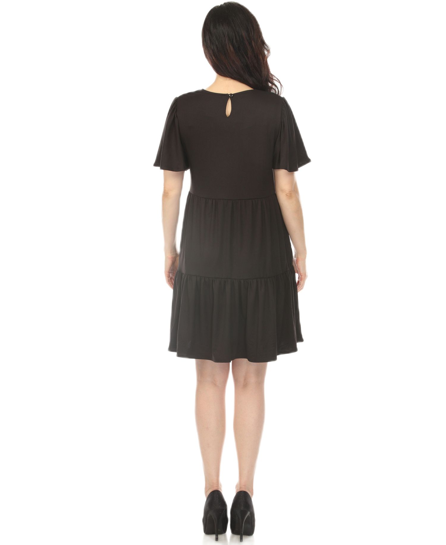 Women's Short-Sleeve Tiered A-Line Maternity Dress