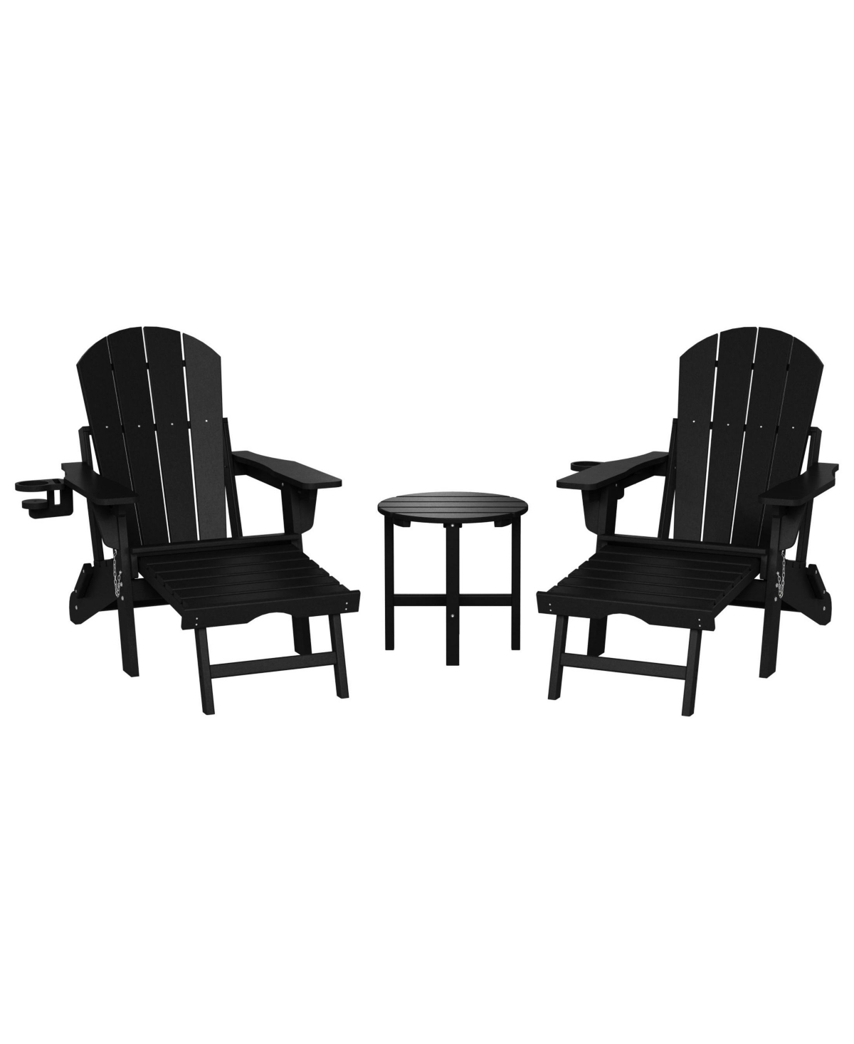 WestinTrends -Piece Outdoor Folding Adjustable Adirondack Chair with Cup Holder and Hideaway Ottoman 18" Side Table