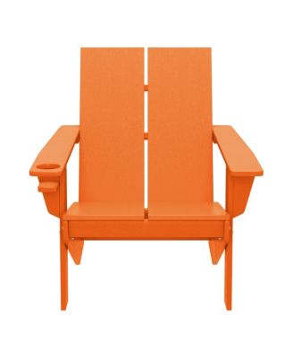Outdoor HDPE Modern Adirondack Chair with Cup Holder