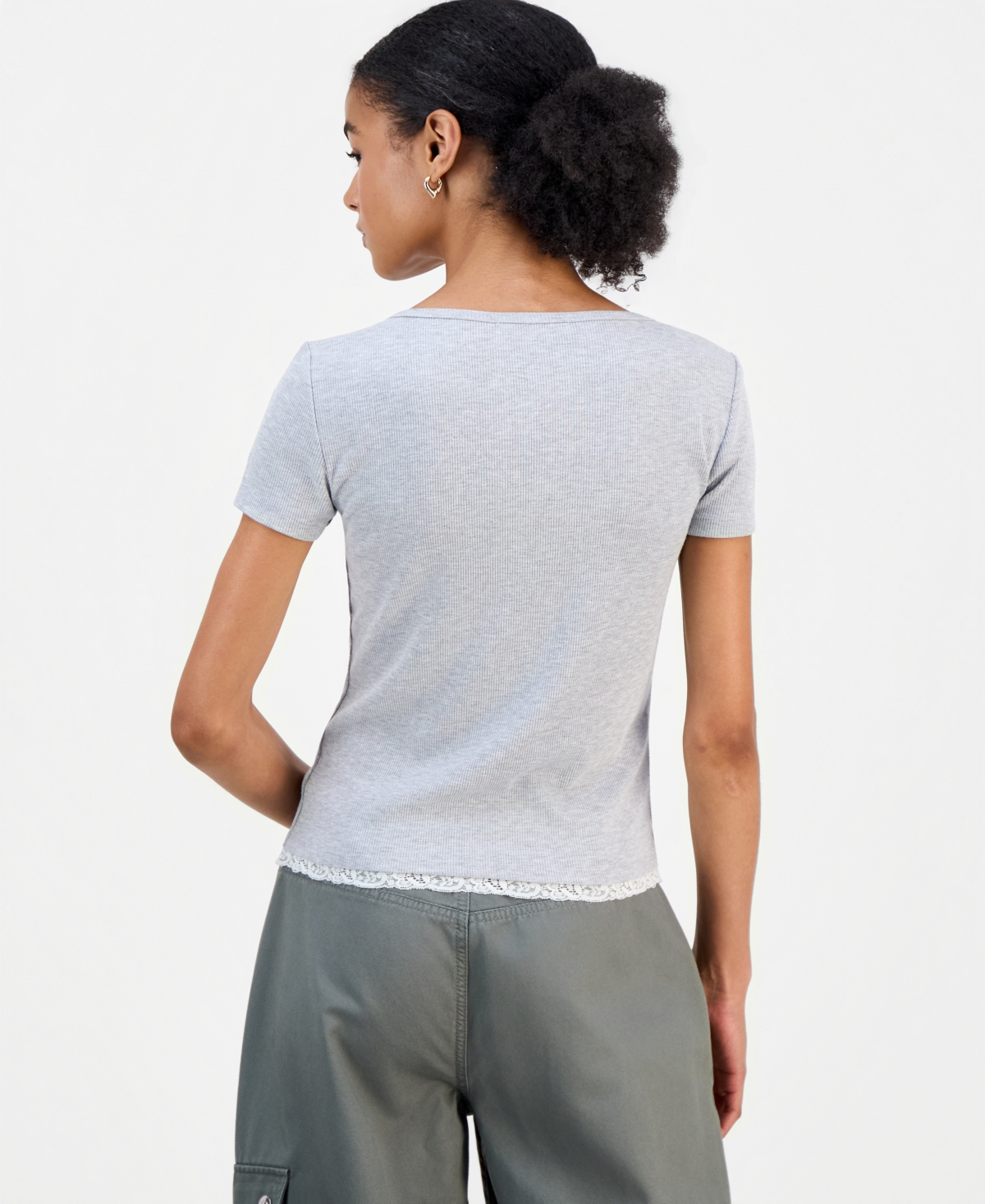 Hippie Rose Juniors' Layered-Look Short-Sleeve Henley