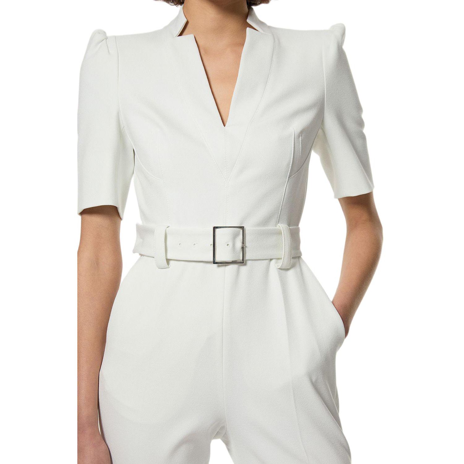 Women's Crepe Belted Jumpsuit