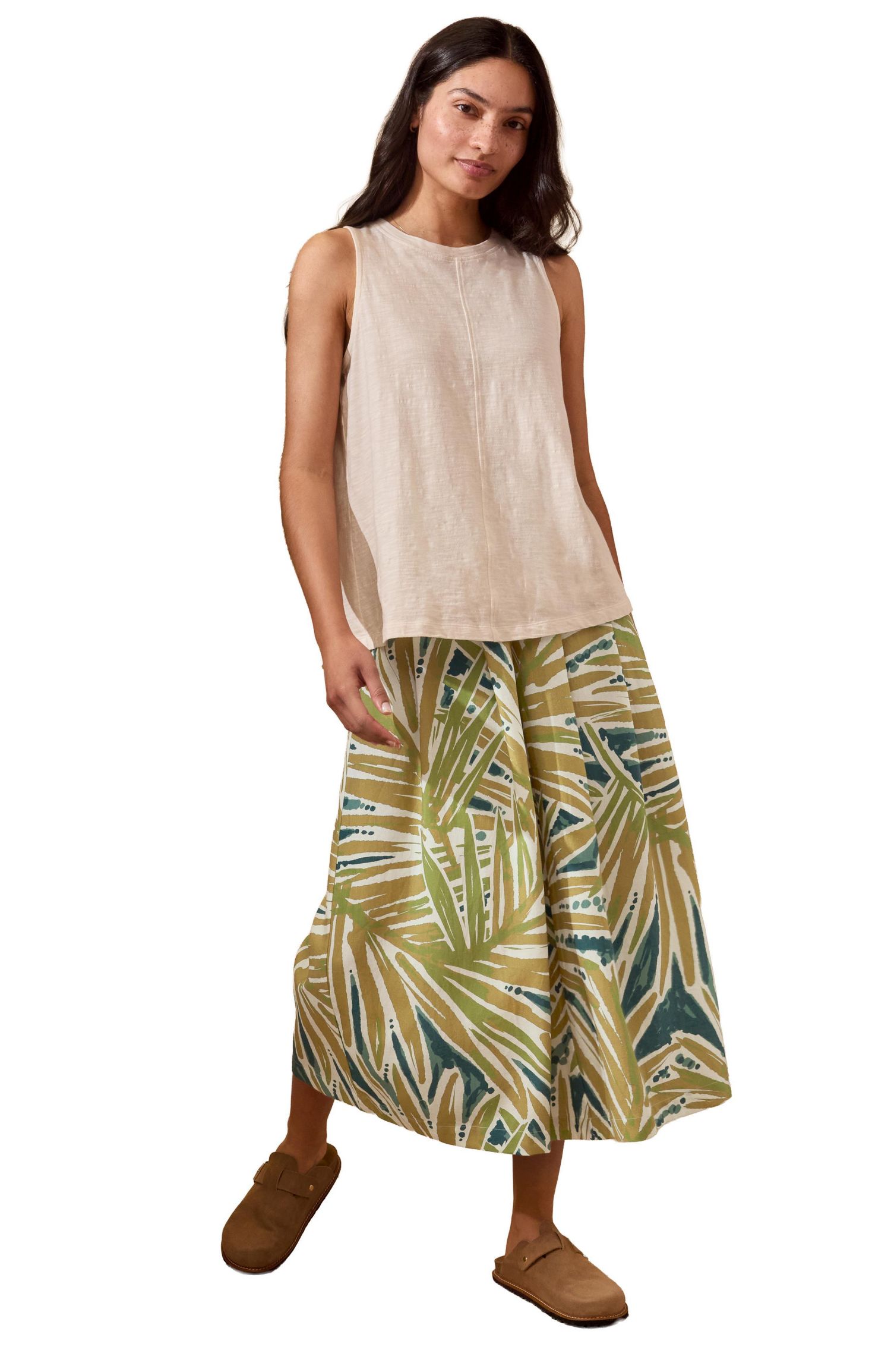 Women's Printed Midi Wide Leg Culottes