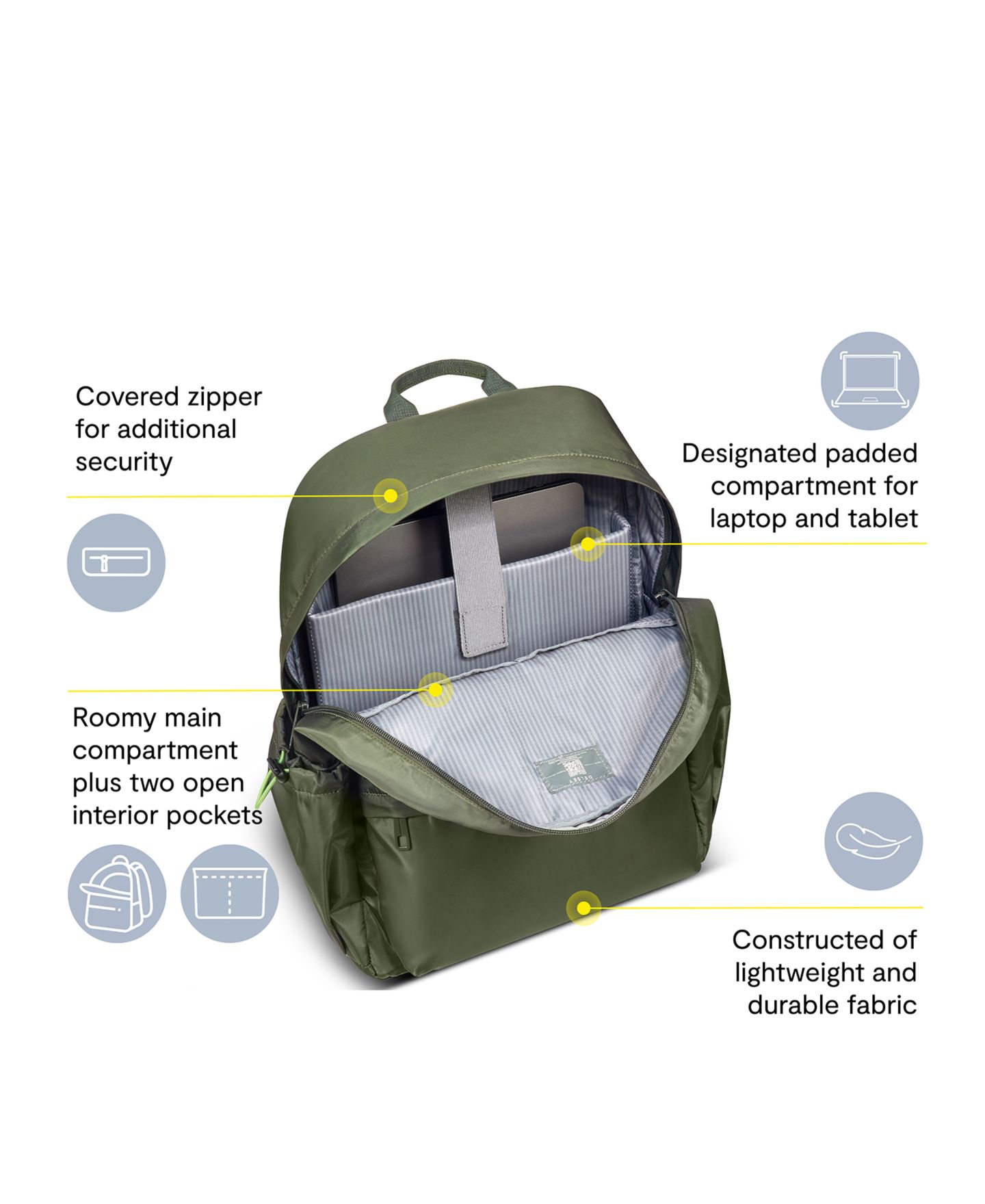 Рюкзак Delsey Paris Jenny 17.75", цвет: Глубокий тёмно-зелёный — фото 3