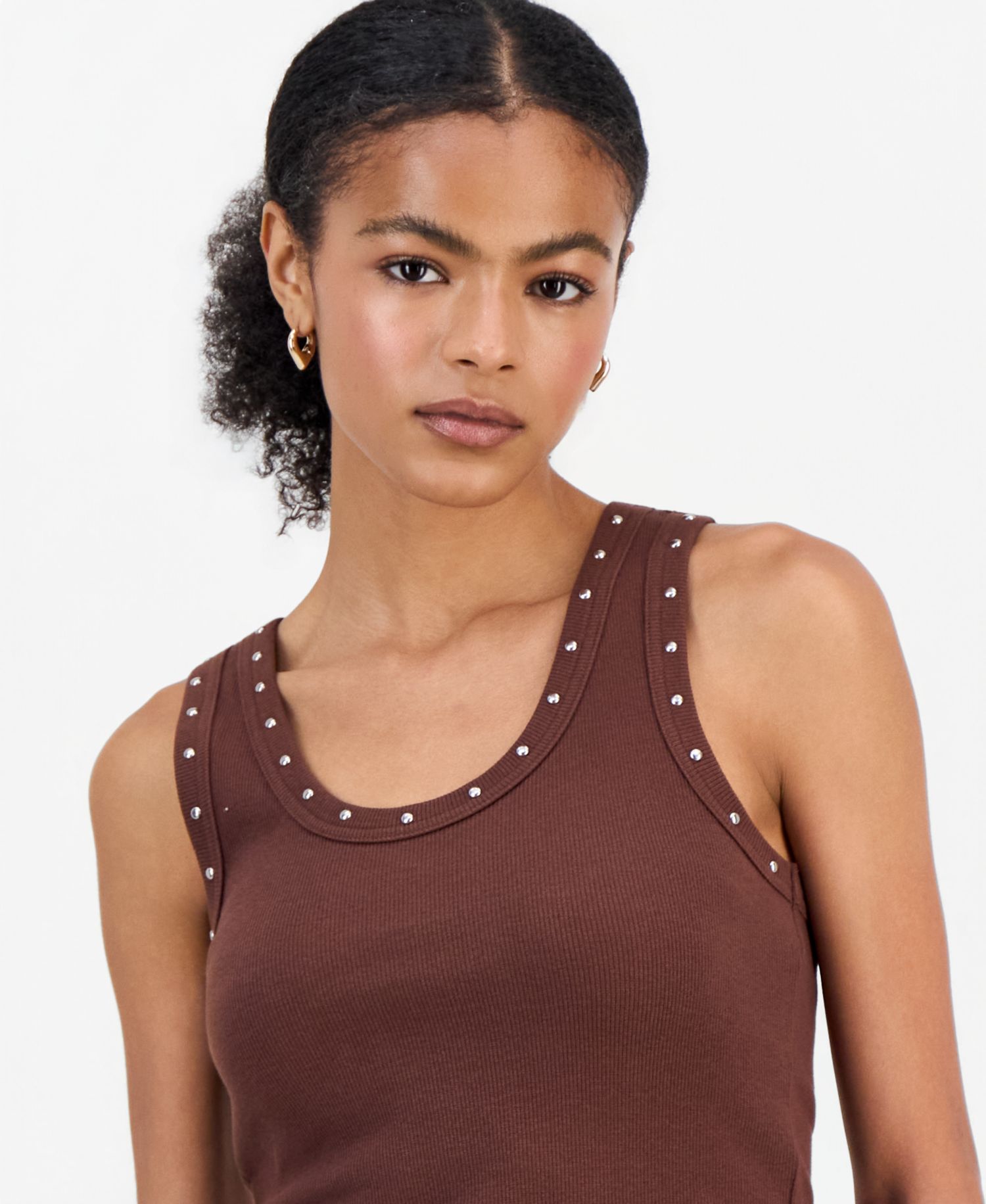 Juniors' Studded Racerback Tank Top