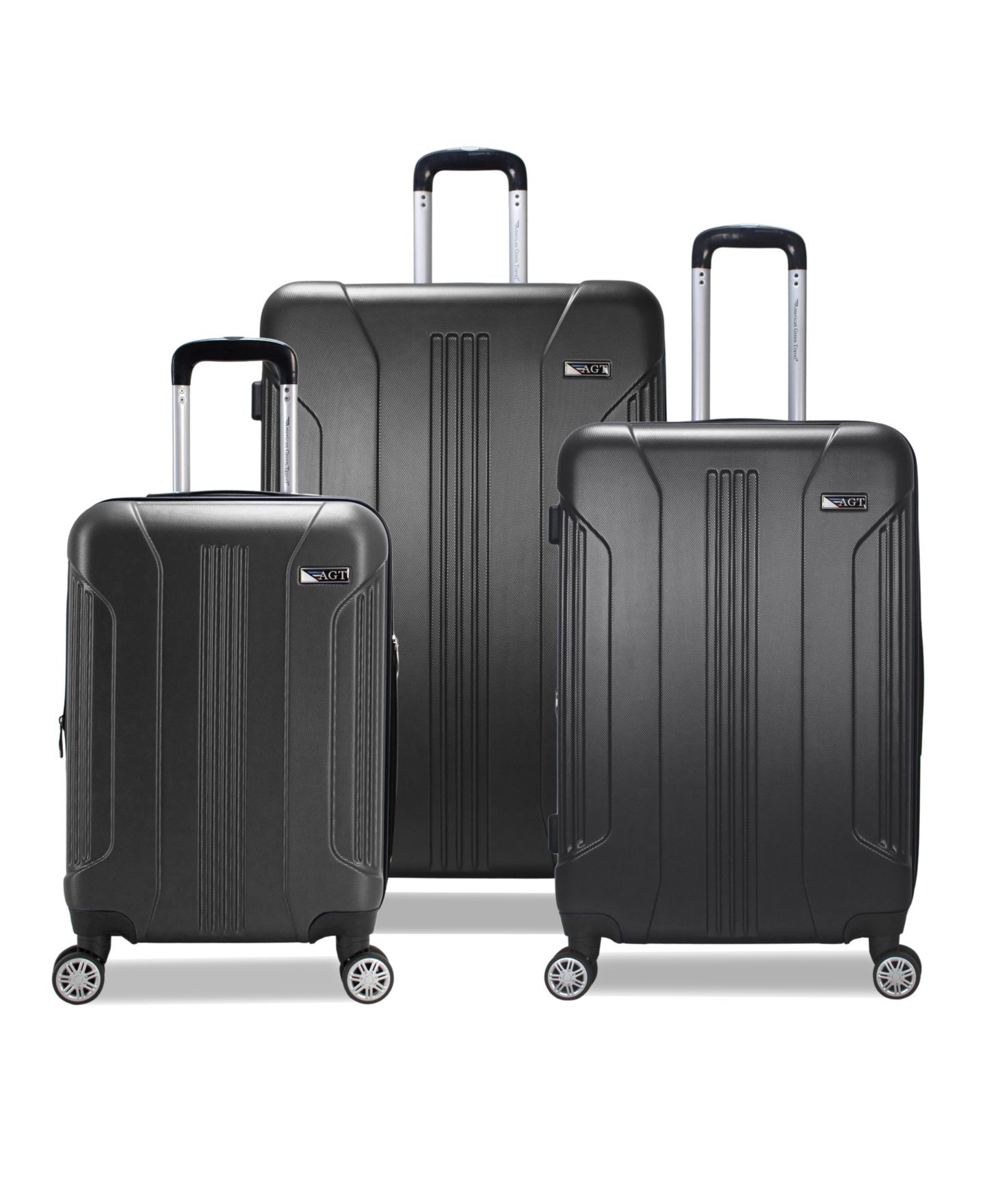 Чемоданы American Green Travel Denali S. 3-Pc. Anti-theft Hardside Luggage Set, цвет: Чёрный — фото 2