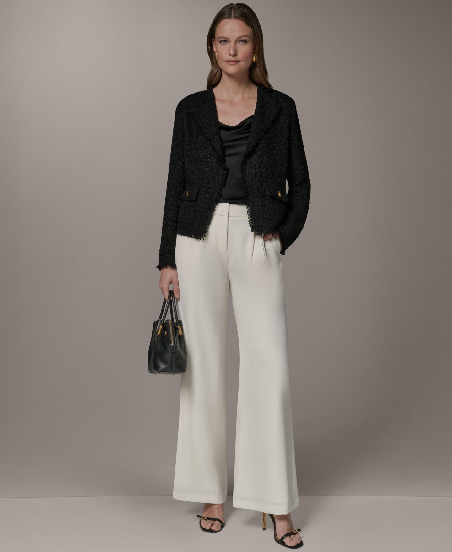 Женская куртка Donna Karan New York Open-Front Long-Sleeve Jacket, цвет: Чёрный — фото 3