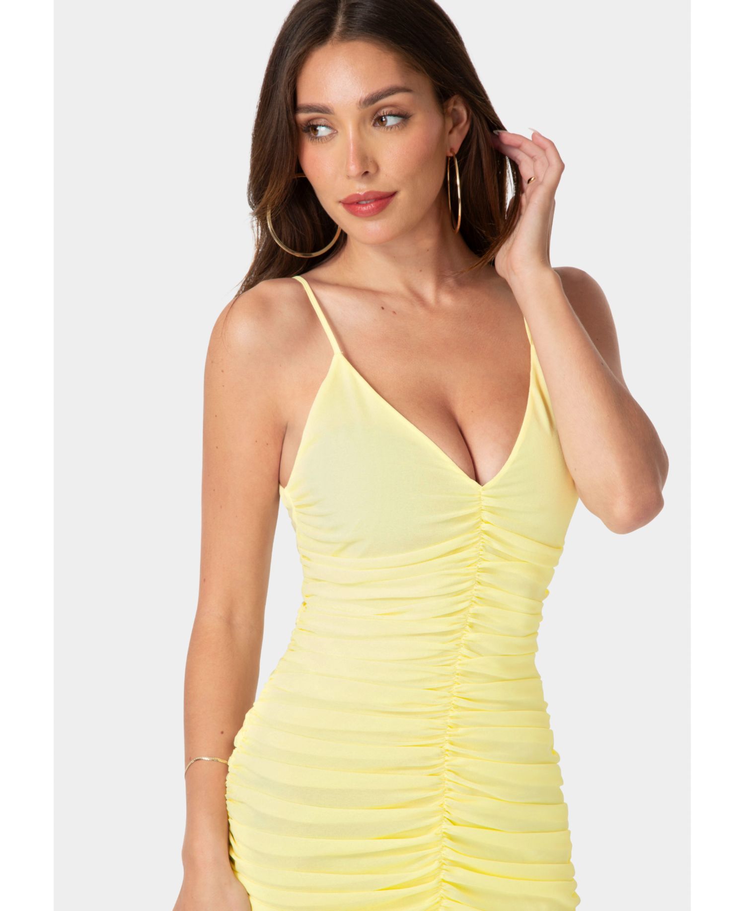 Women's Ruched Chiffon Cascade Gown