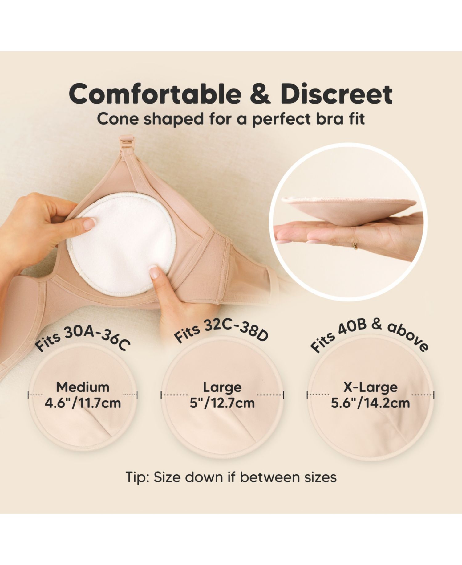 Women's 14pk Organic Nursing Pads, Washable Breast Pads + Wash Bag, Reusable Nipple Pads