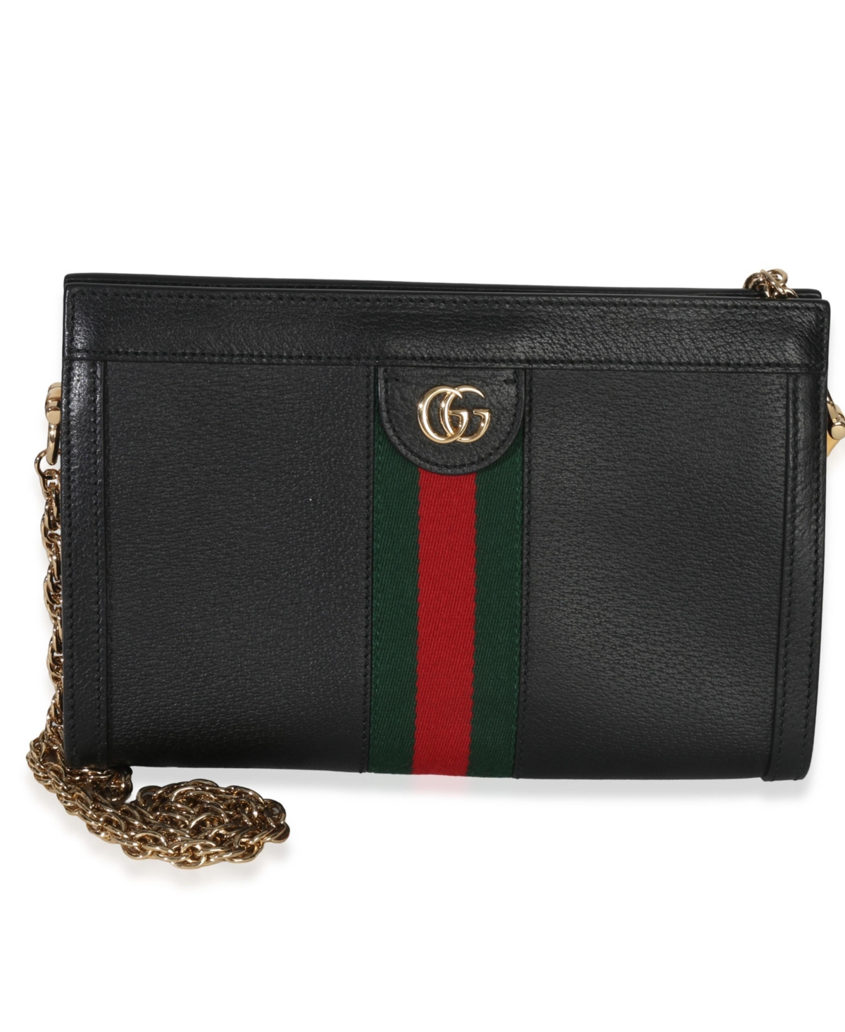 Pre-Owned Gucci Black Calfskin Gg Ophidia Small Web Chain Bag