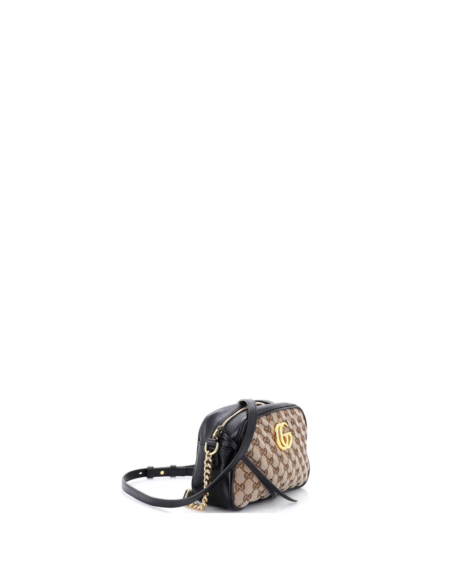 Small GG Marmont Shoulder Bag Diagonal Quilted GG Canvas with Leather