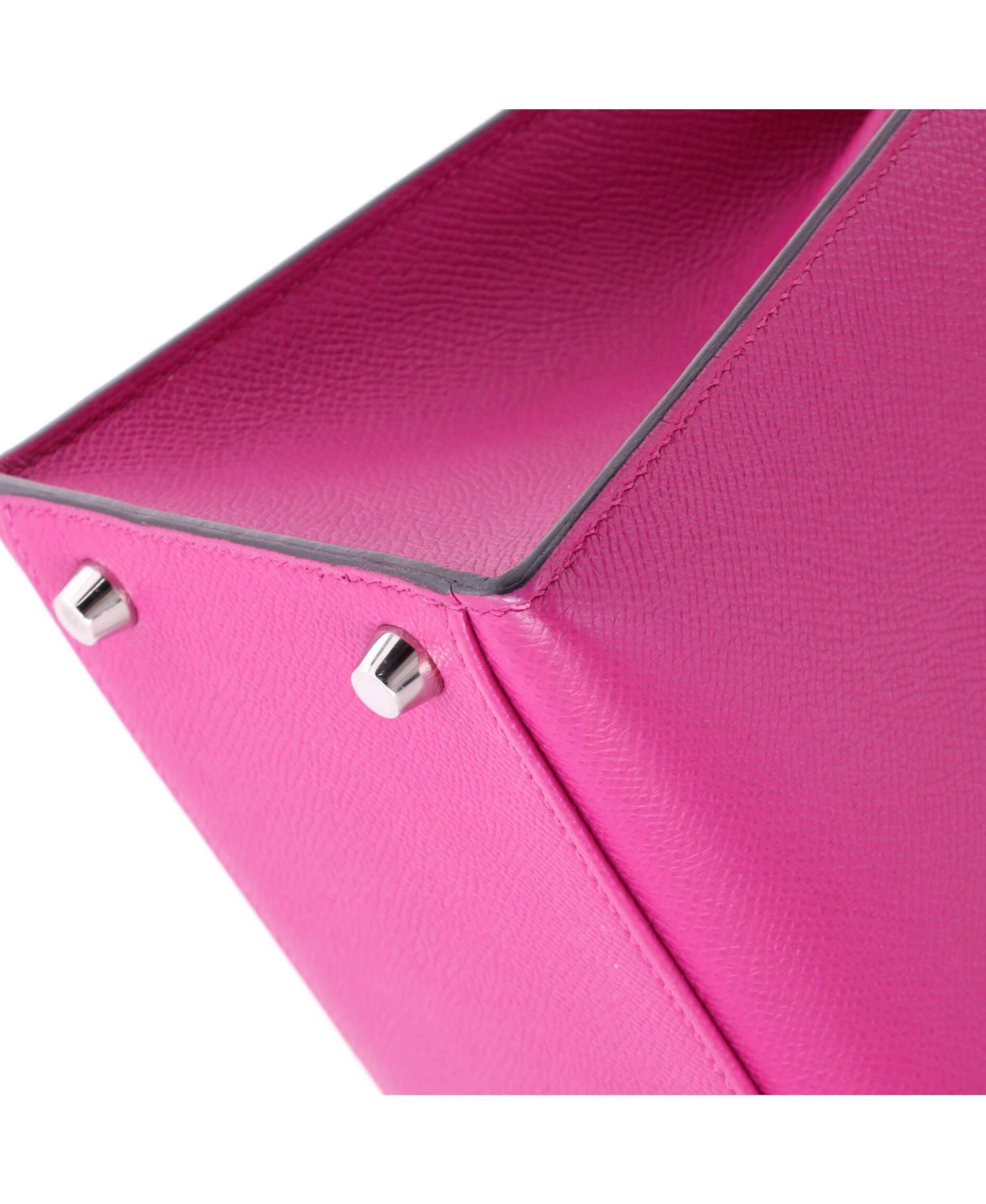 Kelly 28 Handbag Pink Epsom with Palladium Hardware