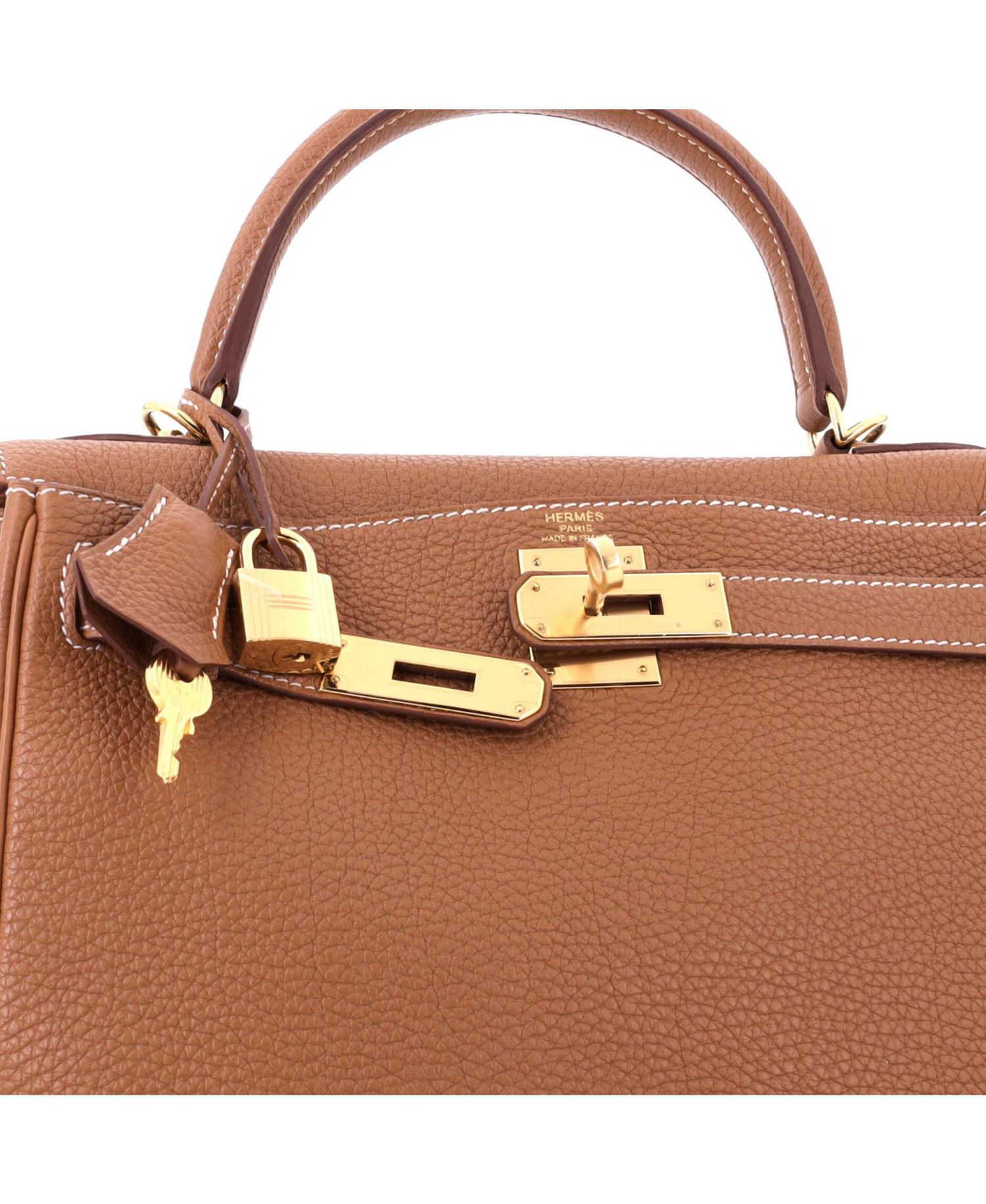Kelly 28 Handbag Brown Togo with Gold Hardware