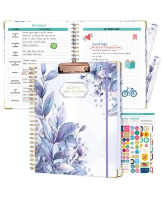Spiral Planner Undated Daily Weekly Monthly Hourly Work Hardcover