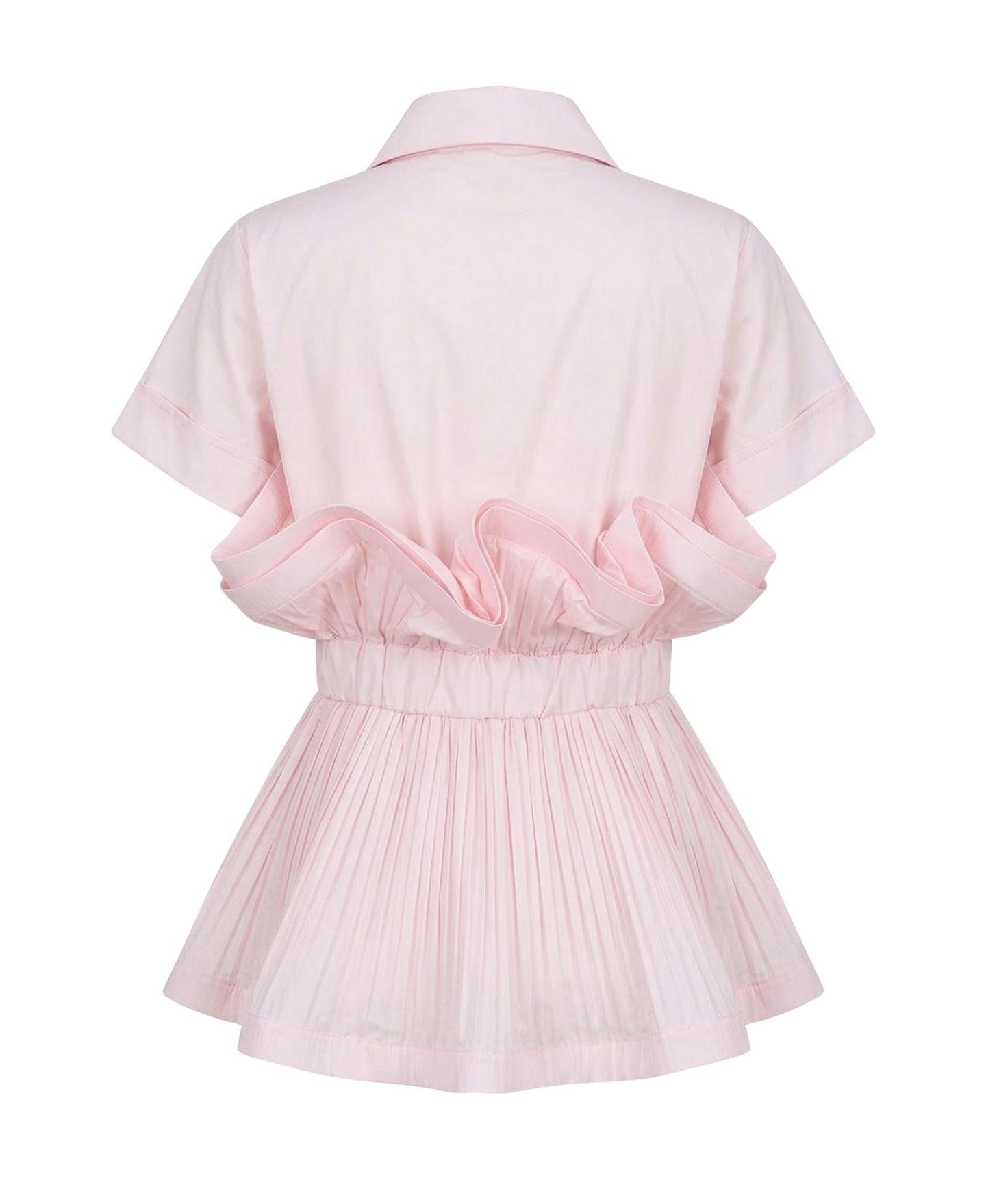 Женская блузка Modenaire Ruffle Collared-Neck Peplum, цвет: Светлый розовый — фото 6