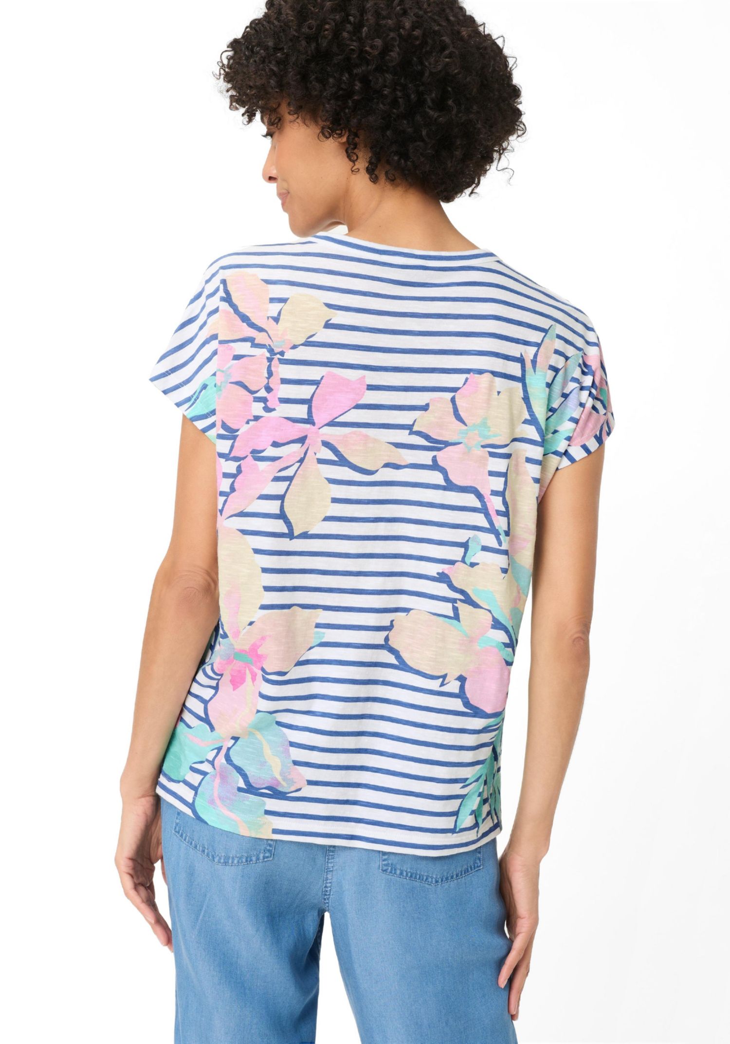 Women's Stripe and Floral T-Shirt