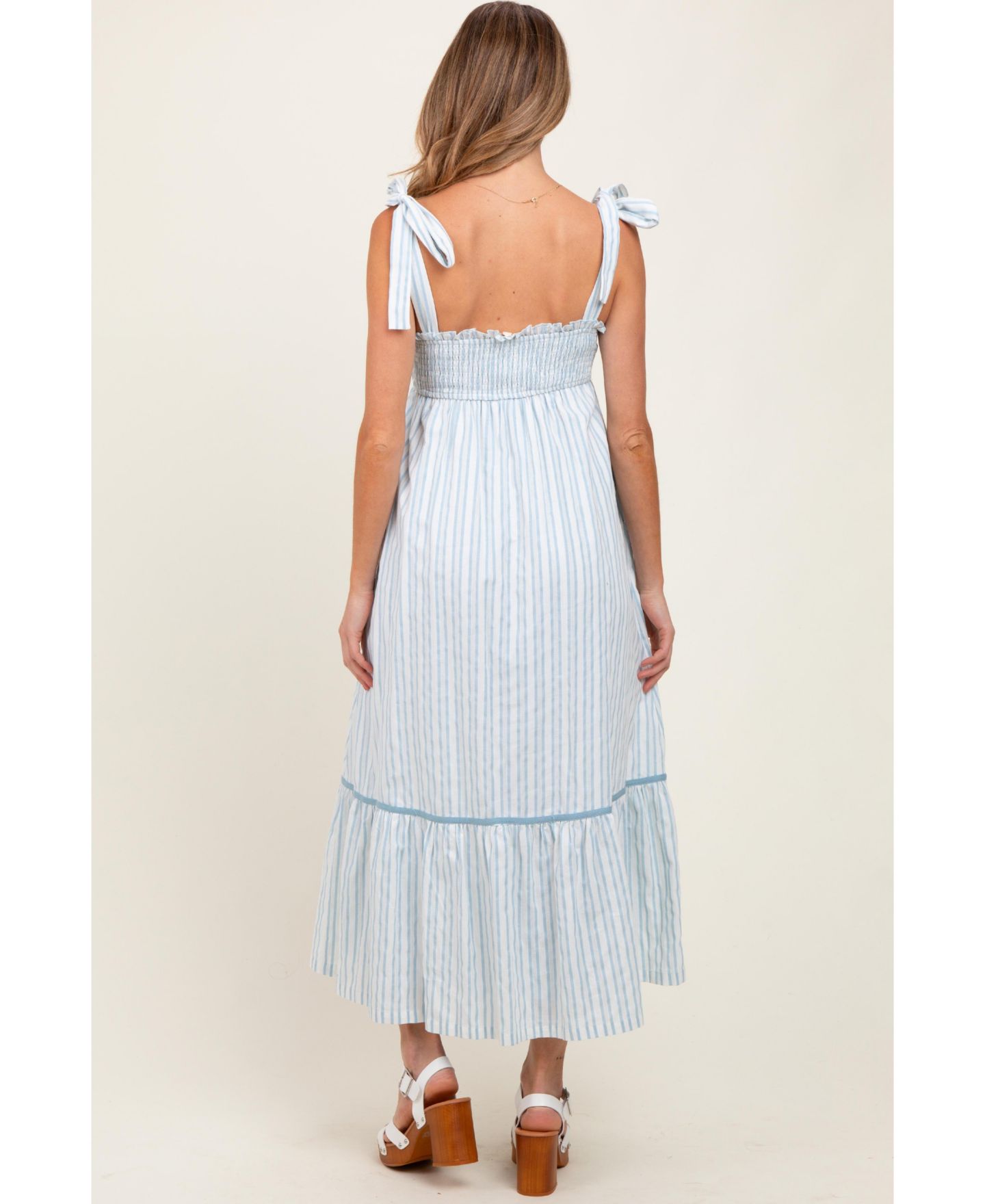 Женское платье Pinkblush Ivory Striped Bow-Tie Maxi, цвет: Слоновая кость — фото 5