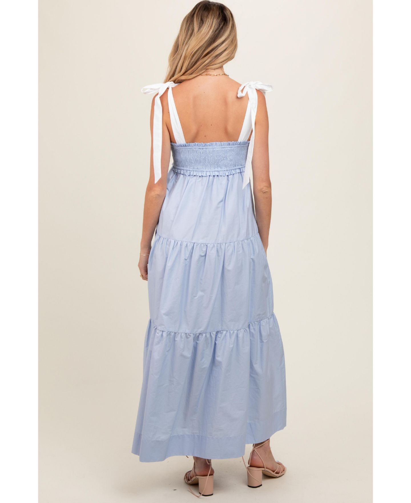 Женское платье Pinkblush Light Blue Contrast Shoulder Straps Maxi, цвет: Светлый синий — фото 6