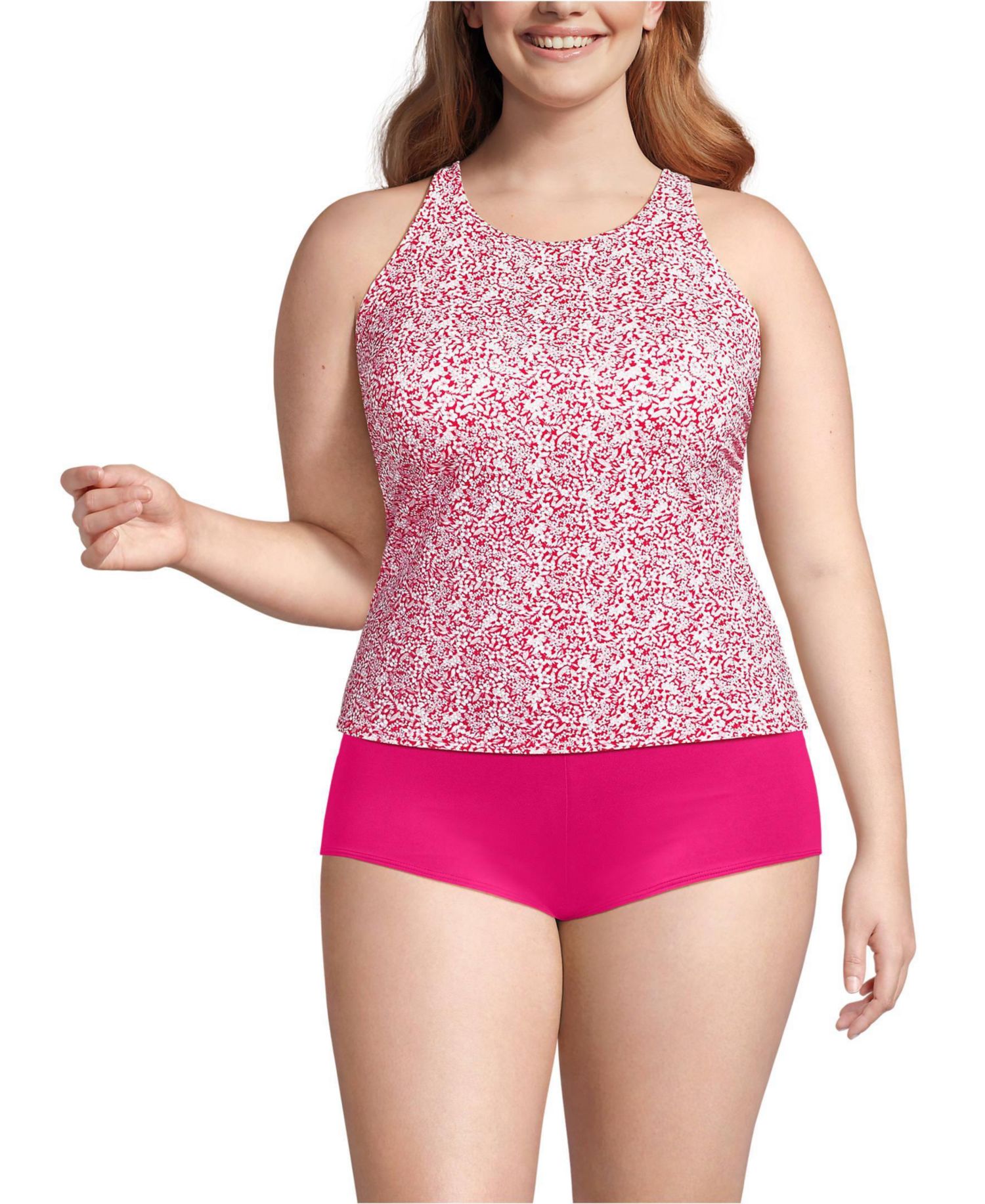 Women's Tugless High Neck Strappy Back Tankini Swimsuit Top