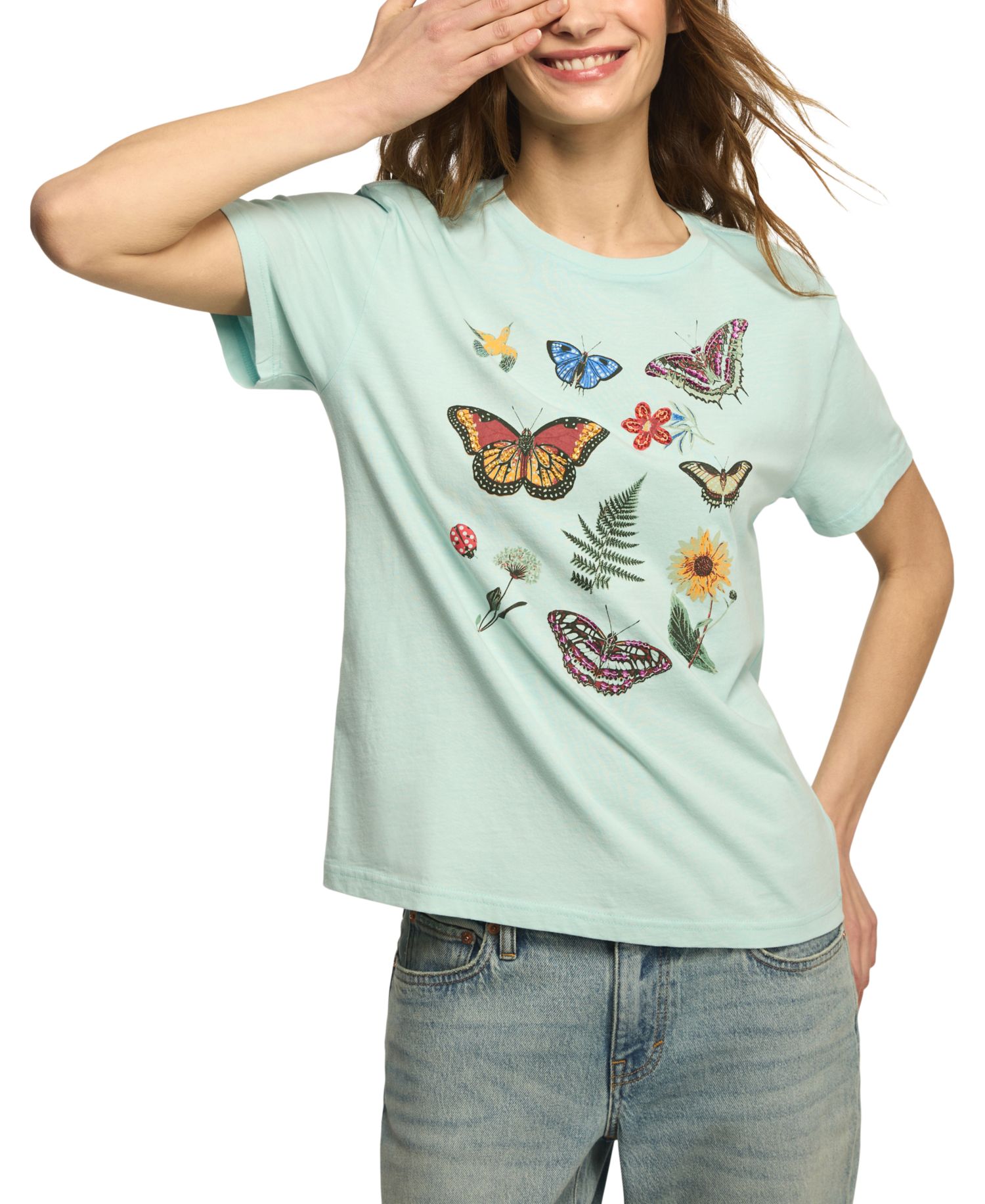 Women's Embellished Butterfly Print Boyfriend T-Shirt