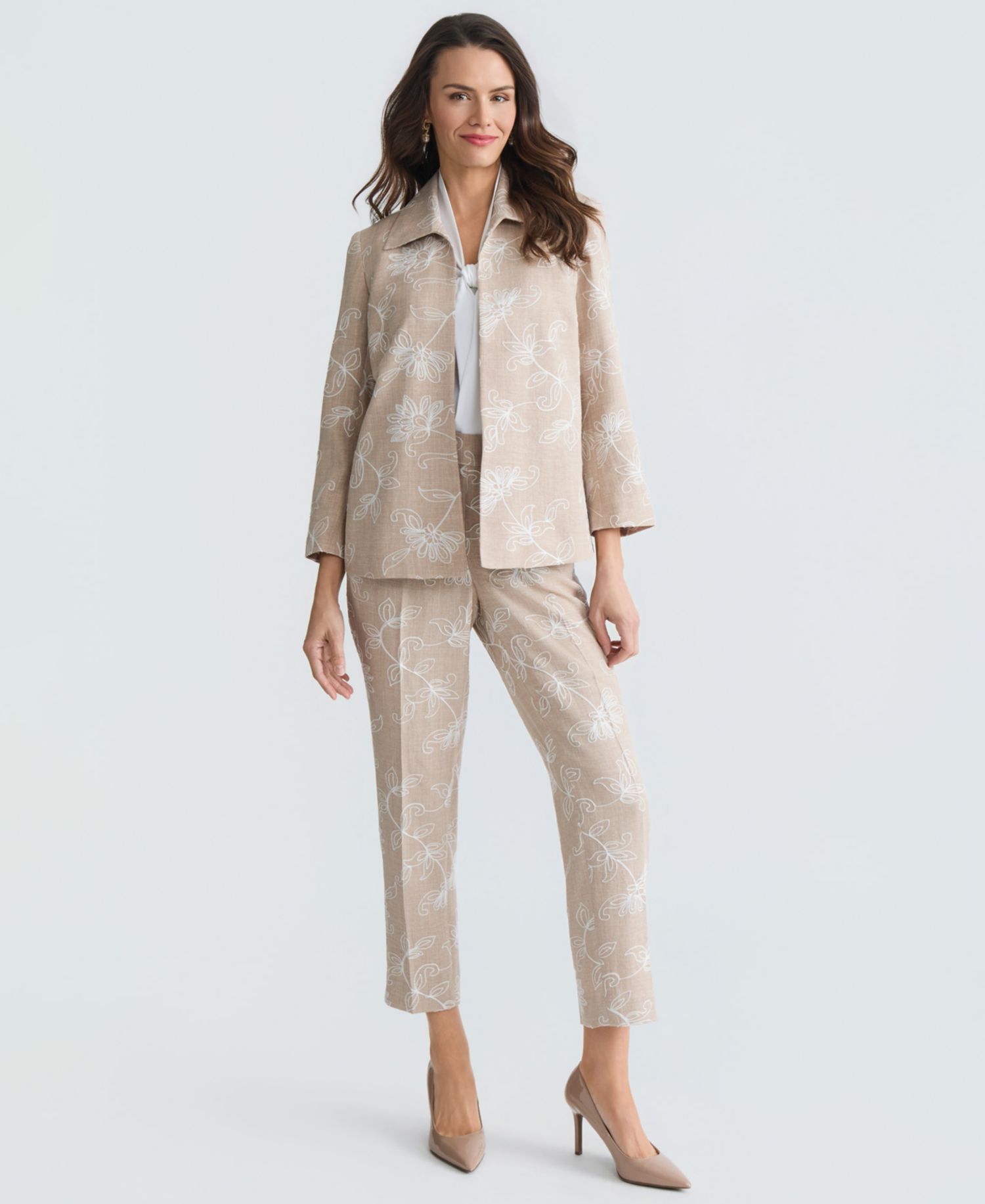 Women's Boxy Floral Embroidered Jacket, Regular & Petite