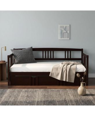 Twin Size Daybed Wood Bed with Twin Size Trundle