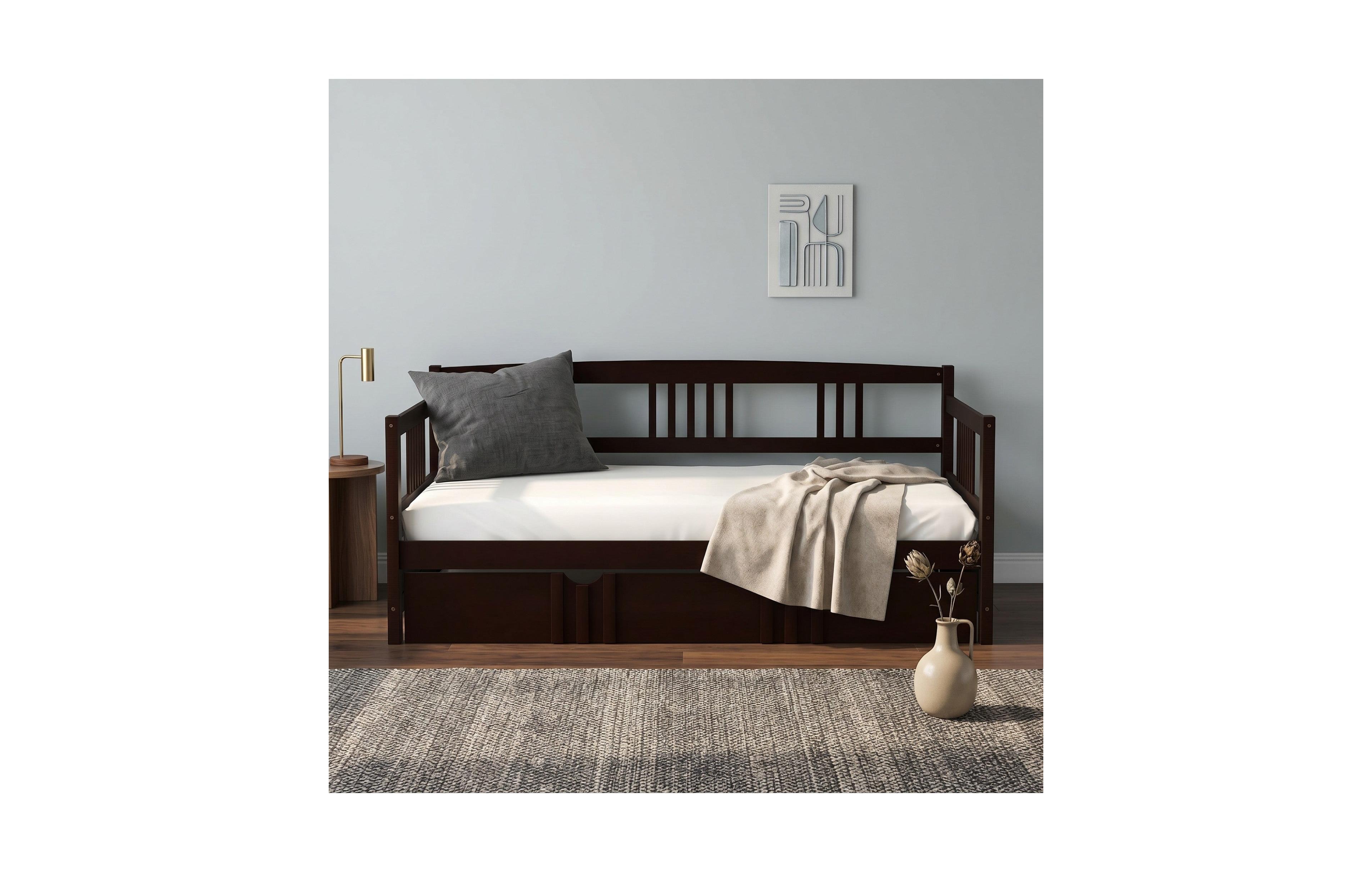 Sailvan Twin Daybed Wood Bed with Trundle