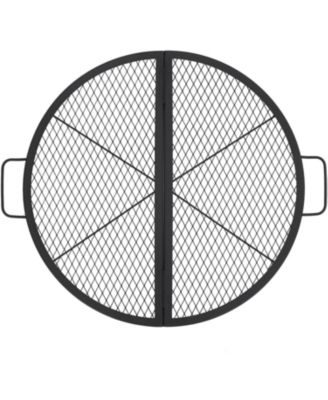 Foldable Fire Pit Cooking Grill Grate, X-Marks Campfire BBQ Grill, Steel with Handle for Camping