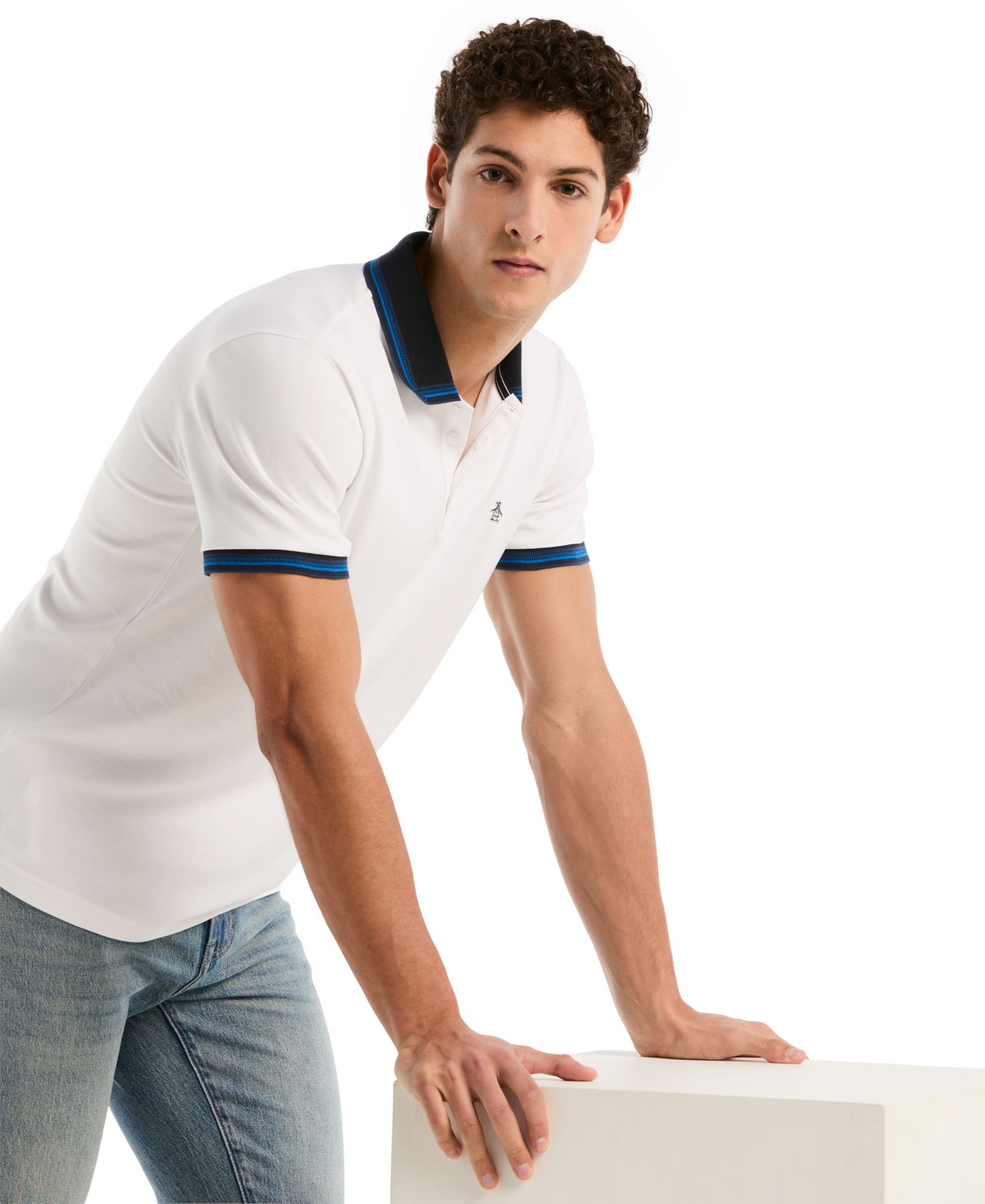 Мужское поло Original Penguin Slim-Fit Polo Shirt, цвет: Яркий белый — фото 3
