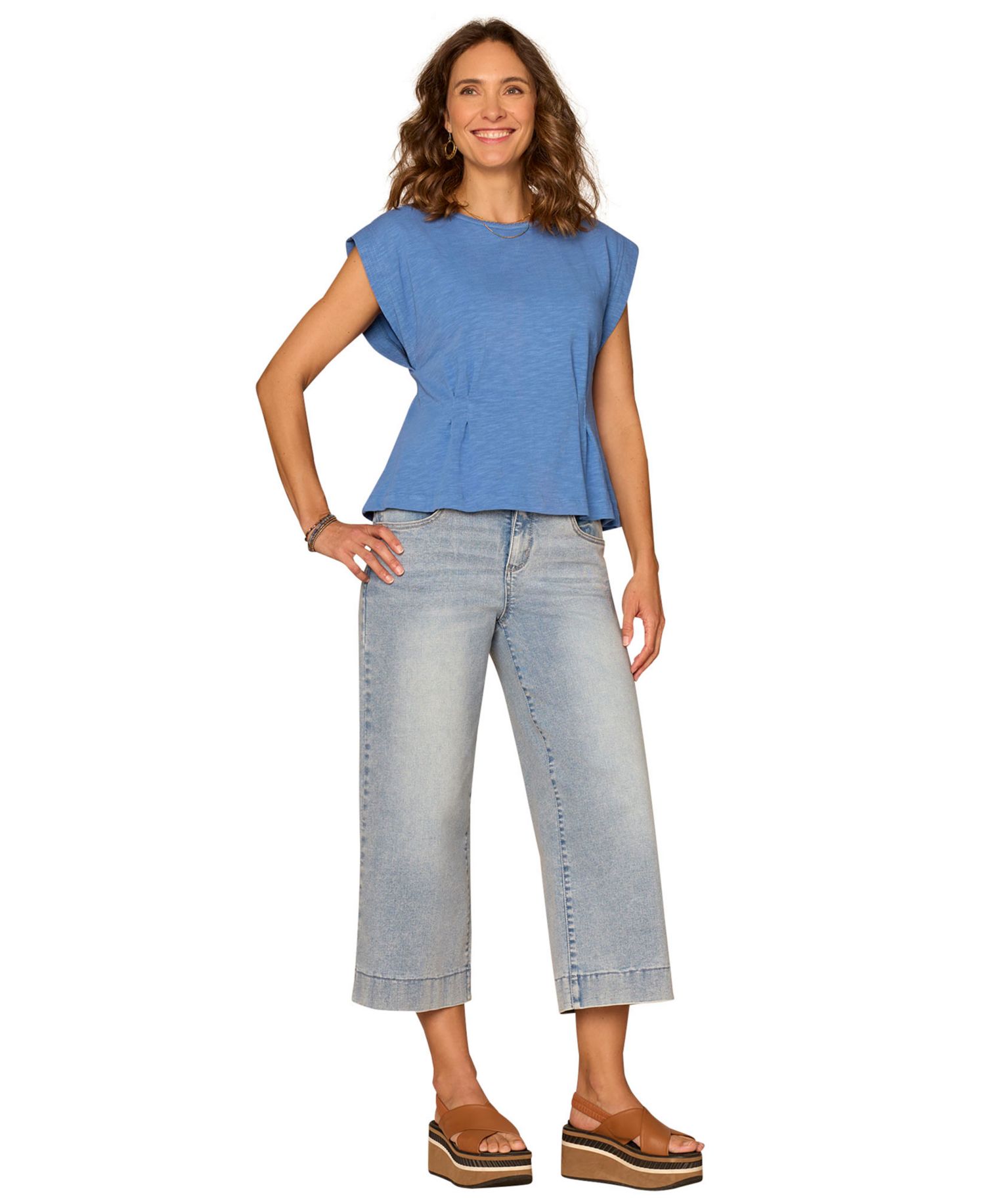 Women's Crewneck Pleated Top