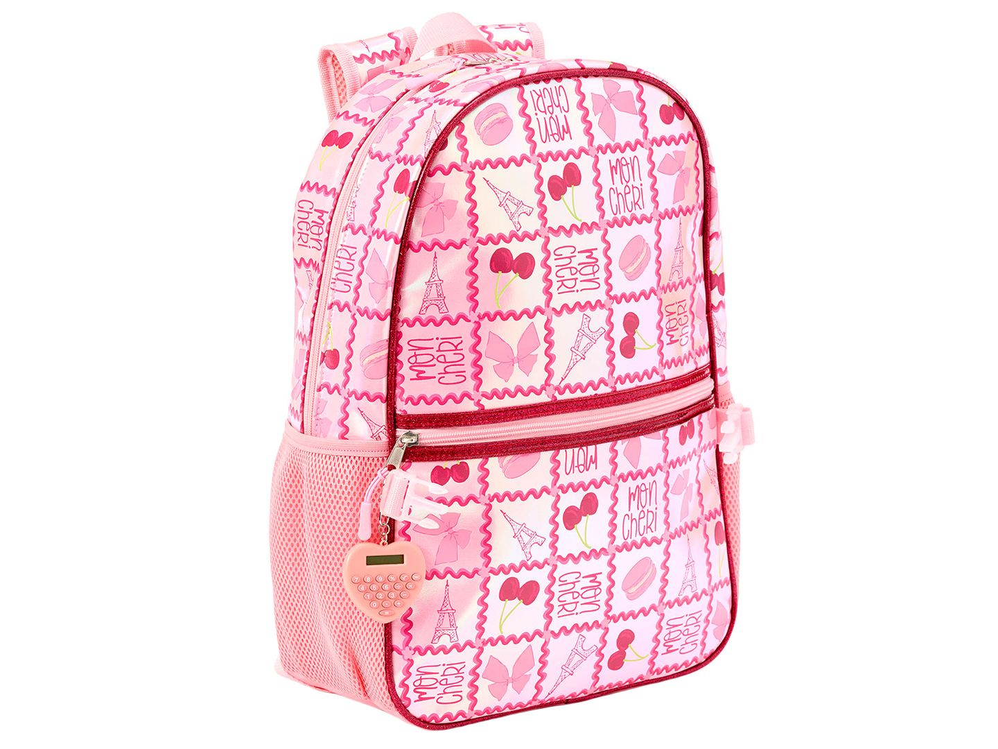 Сумки Rainbow Sugar Backpack, Calculator and Strawberry Shaped Lunch Box, 3-Piece Set для девочек, цвет: Розовый / Красный — фото 4