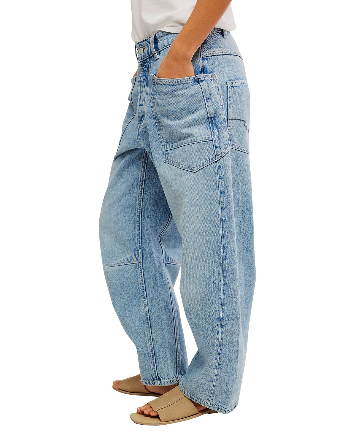 Free People Women's Cotton Minimalist Moxie Boyfriend Jeans view 3 — MAYCSS fashion products