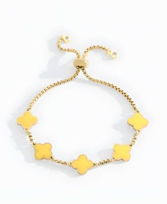 Mint & Lily Clover Enamel Bracelet - Yellow enamel