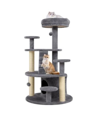 Cat Tree for Adult Cats Multi-level Kitty Tower With Condo Padded Perch Scratching Posts Plush Dangling Ball Jumping Platforms