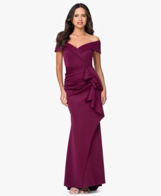 Petite Off-The-Shoulder Ruffle Gown 