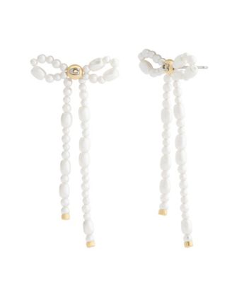 Imitation Pearl Bow Drop Earrings