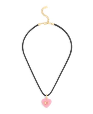 Black Signature C Resin Heart Pendant Necklace