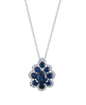 Sapphire (1-1/4 ct. t.w.) & Diamond (1/10 ct. t.w.) Pendant Necklace in 14k White Gold (Also Available in Ruby and Emerald)