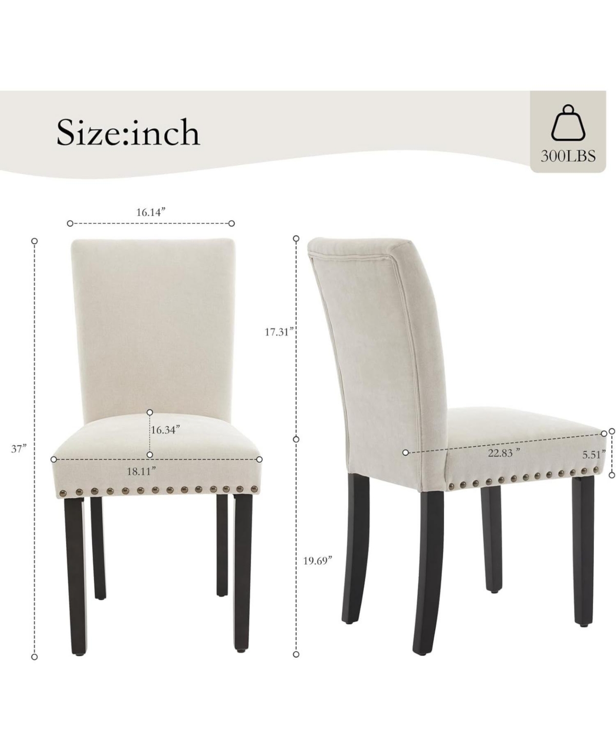 gaomon Dining Chairs Set Of Upholstered Parsons Diner Room Chair Sets Fabric Kitchen Chairs With Nailhead Trim Solid Wood Legs