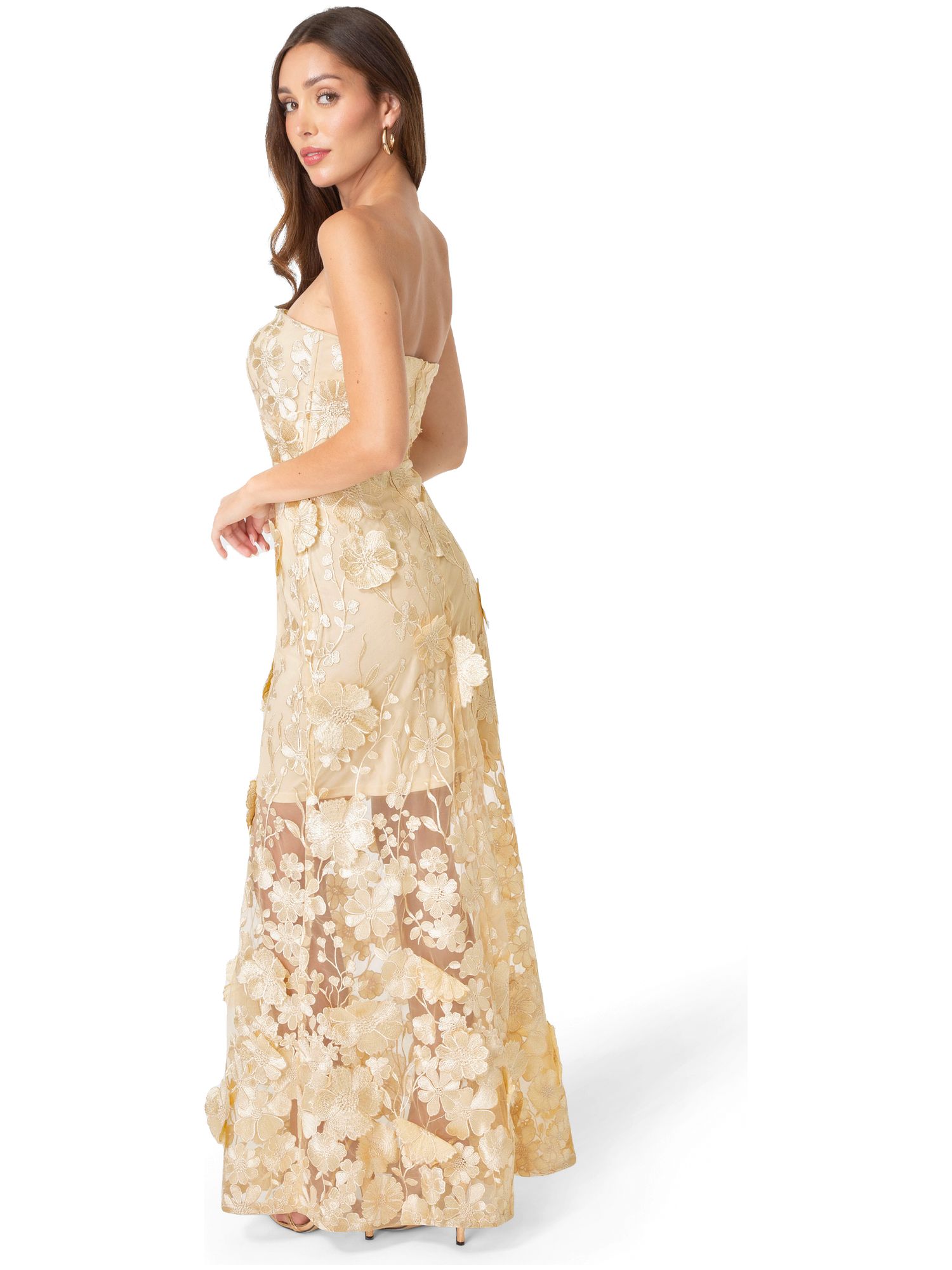 Women's Strapless Embroidery Maxi Dress