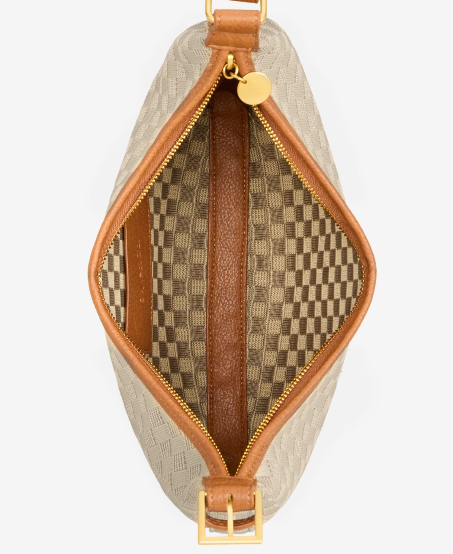 Checkered Soft Knit Large Crescent Shoulder Bag