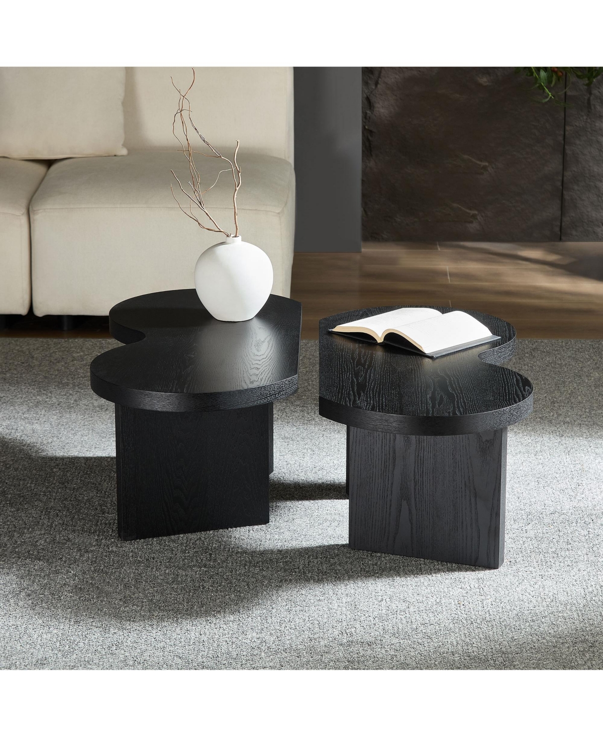 Rainsken Modern Butterfly Coffee Table, Wooden Center Table, Accent Side Tea Table for Living Room, Home Office
