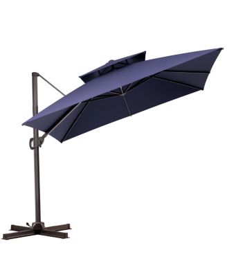 Outdoor Patio Double Top 10x10 FT Square Aluminum Cantilever Umbrella