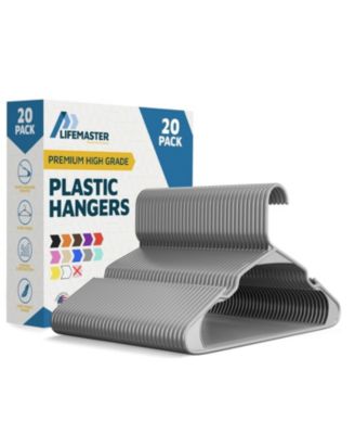 Heavy-duty plastic hangers with non-slip grooves and space-saving design, hold up to 5 lbs-perfect for clothes,dresses & coats pack of 20.