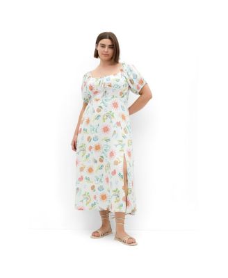 Women's Abbie Short Sleeve Ocean Print Maxi Dress