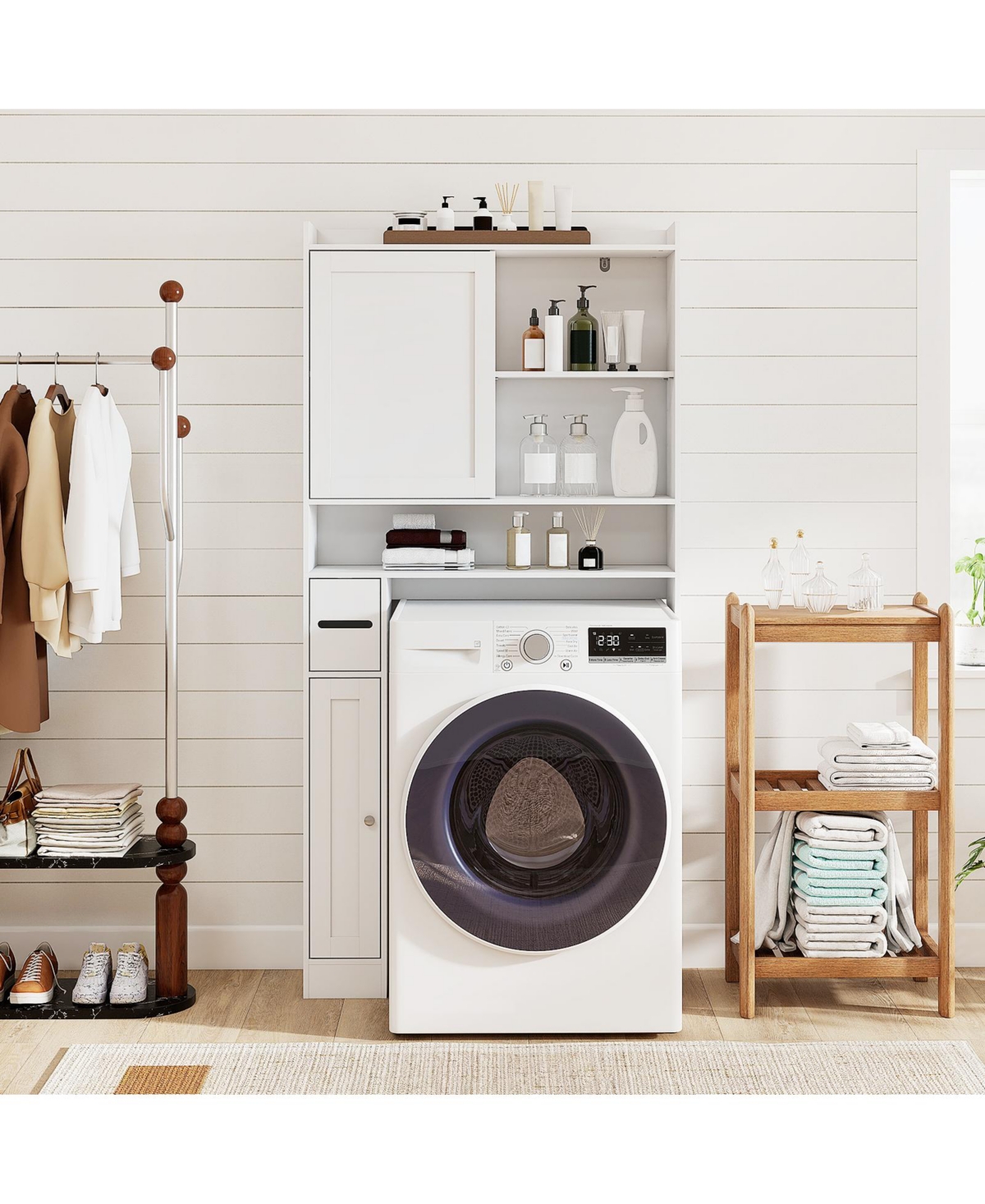 sumyeg Over The bath fixture Standing Storage Cabinet with Sliding Door Organizer