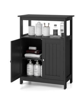 Bathroom Floor Cabinet Freestanding Storage Organizer with Open Compartment