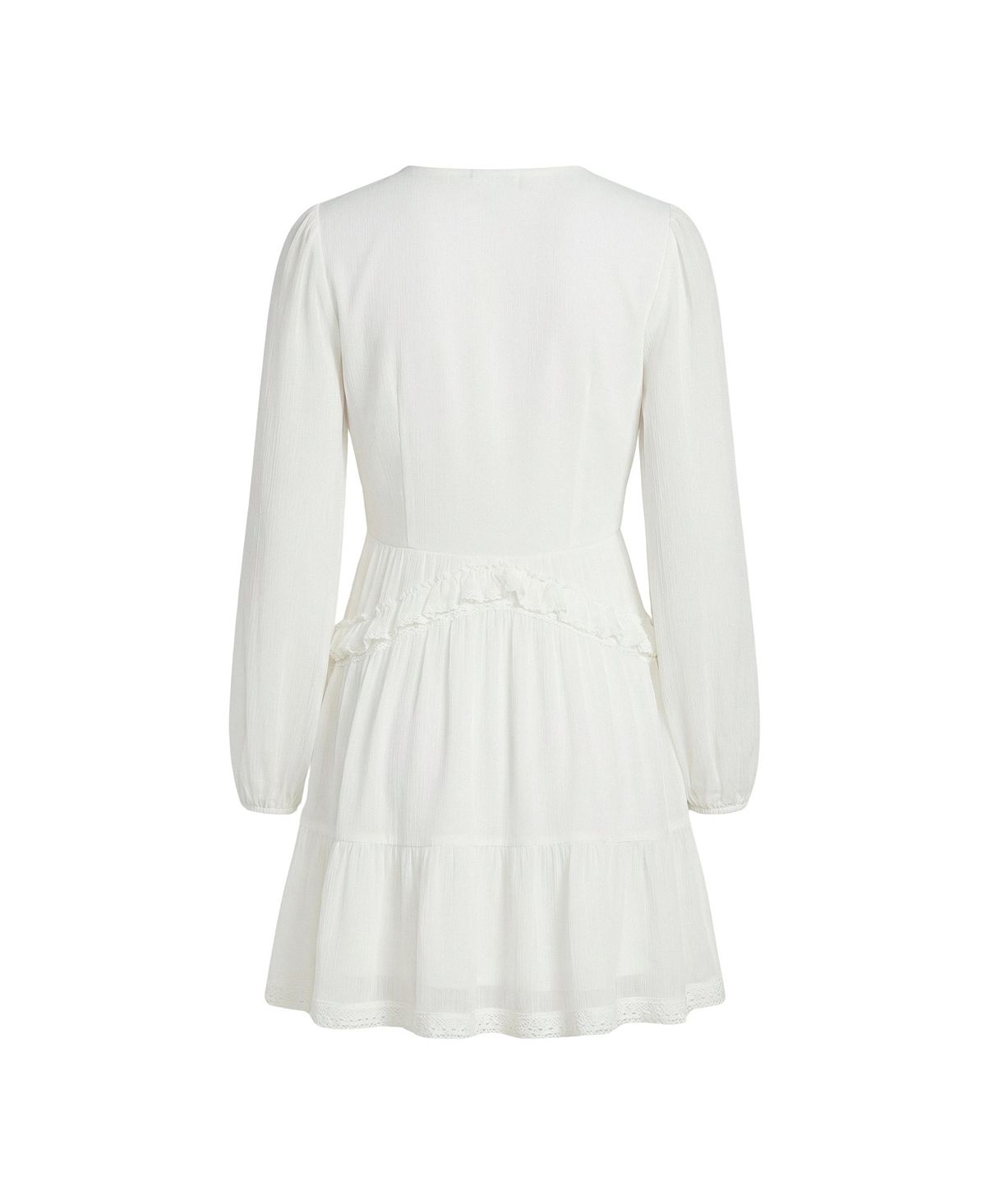 Modenaire Women's Genevieve Chiffon Ruffle V-Neck Long Sleeve Mini Dress view 7 — MAYCSS fashion products